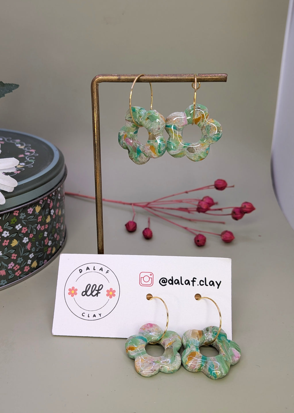 Turquesa flower hoops