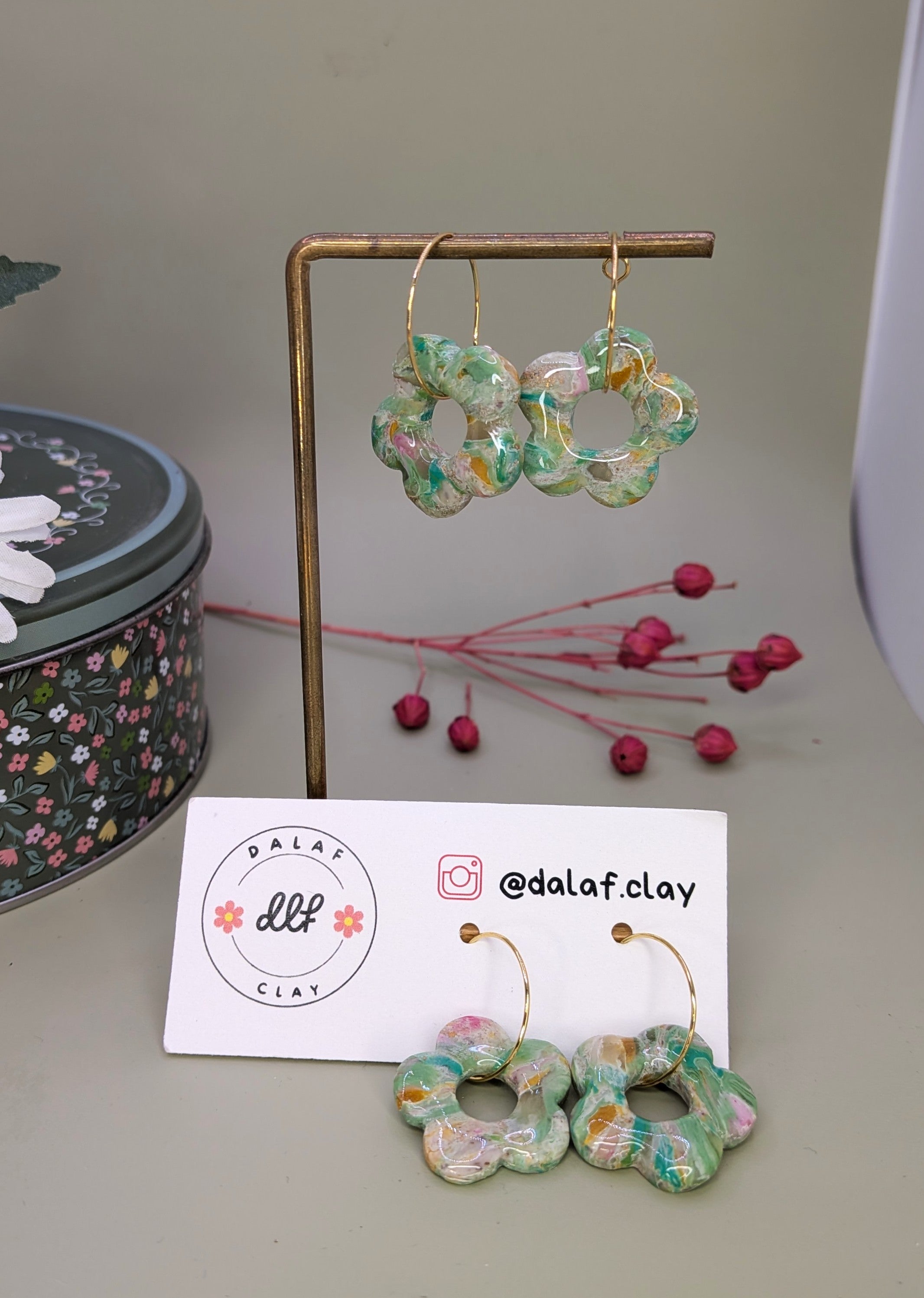 Turquesa flower hoops
