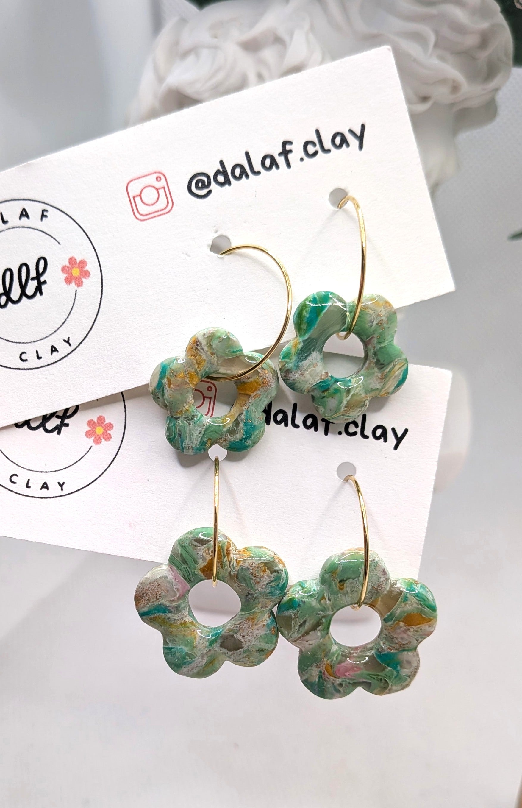 Turquesa flower hoops