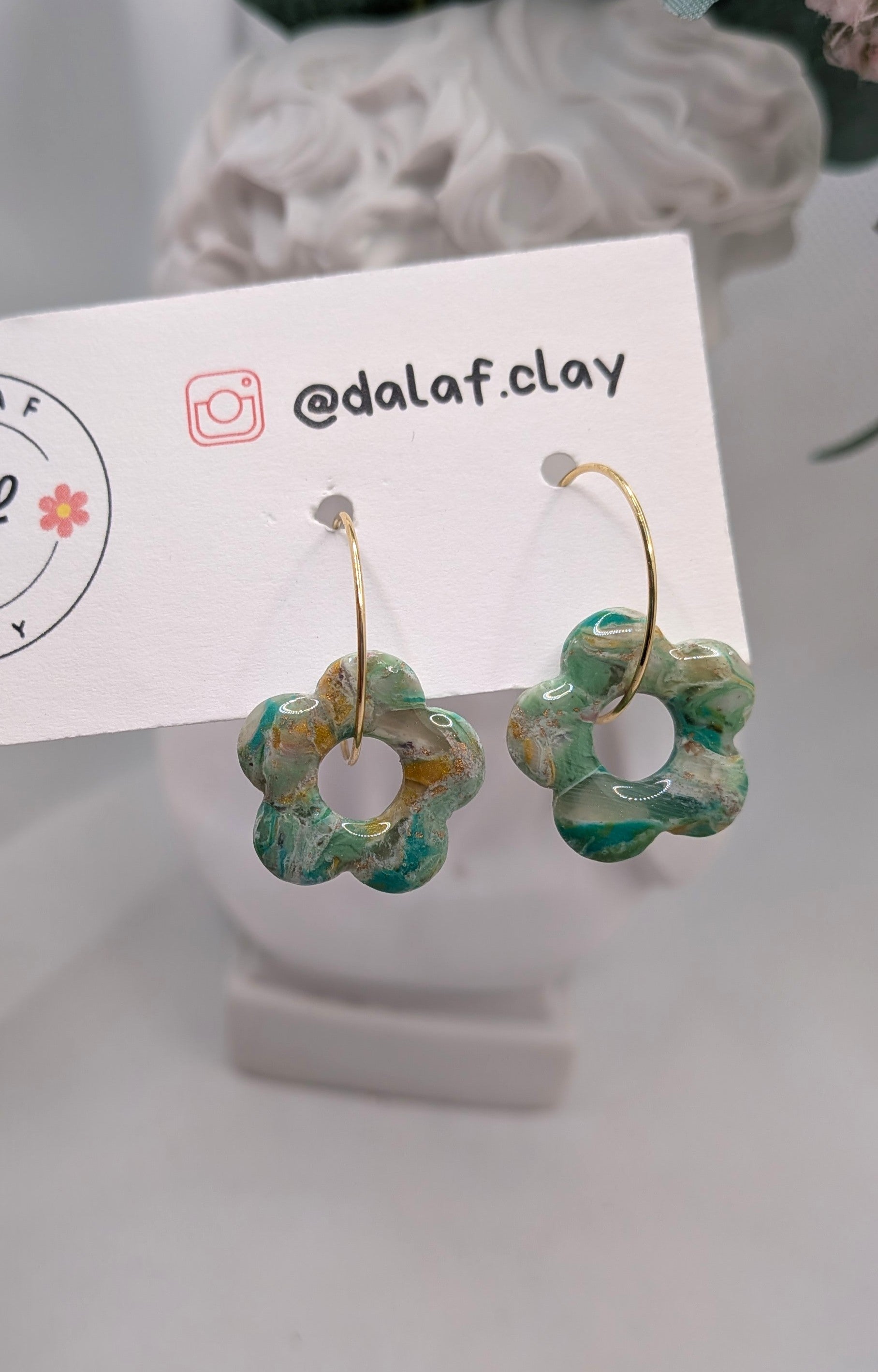 Turquesa flower hoops
